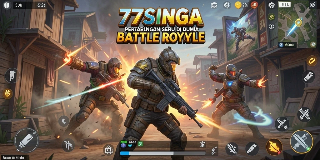 Screenshot gameplay 77SINGA dengan suasana pertempuran intens.