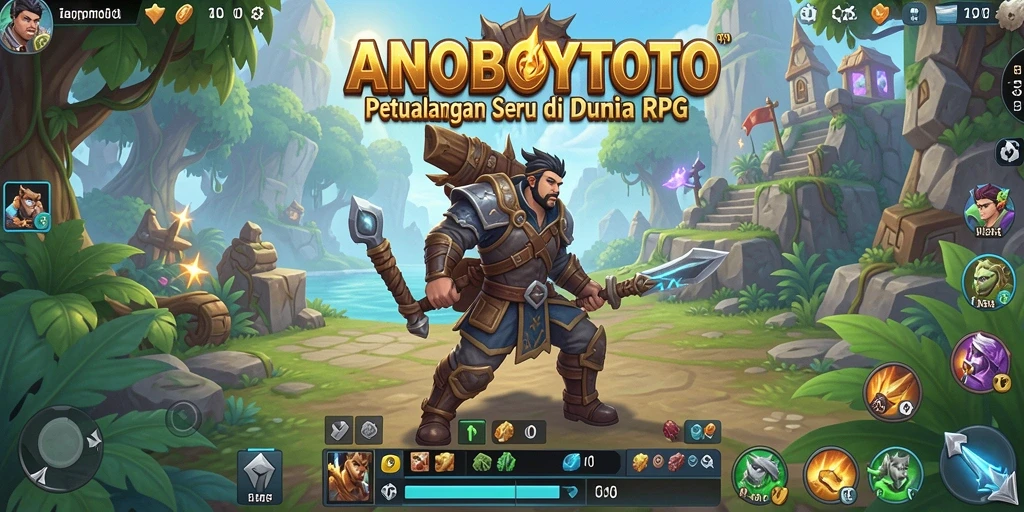 Screenshot menunjukkan karakter beraksi dalam pertempuran epik RPG.