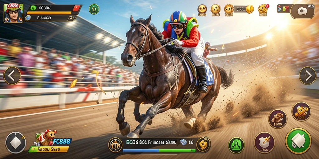 Tampilan gameplay FC888 yang mendebarkan dan seru saat balapan.