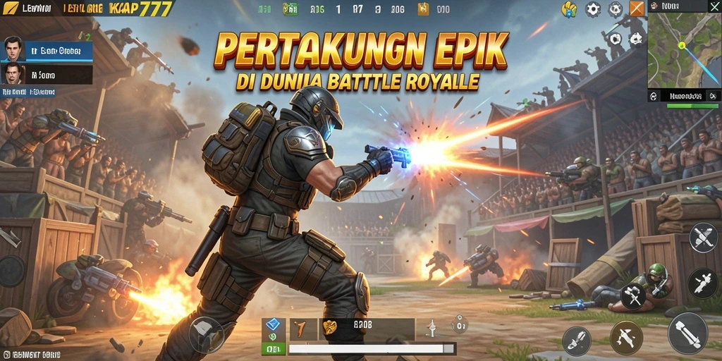 Screenshot LENGKAP777 menampilkan pertarungan seru dalam mode Battle Royale.