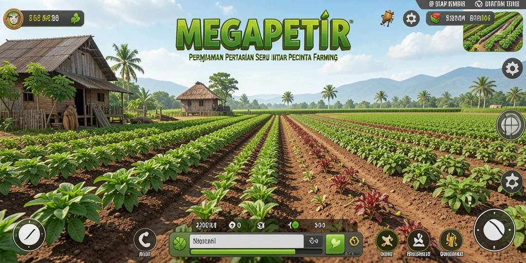 Tangkapan layar gameplay <strong>MEGAPETIR</strong> menunjukkan aktivitas bertani yang menyenangkan.