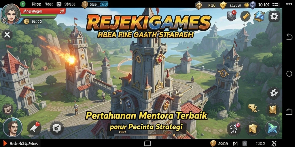 Tangkapan layar gameplay REJEKIGAMES menampilkan aksi menara pertahanan yang mendebarkan.